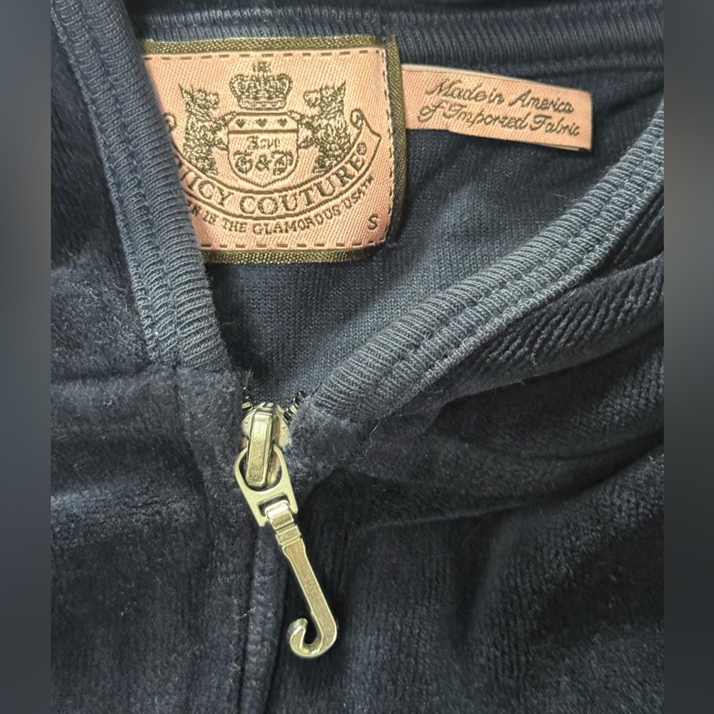 Juicy Couture Navy Velour Jacket with Pink Label